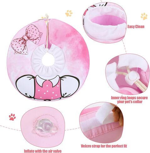 Soft Dog Cone for Small Dogs, Inflatable Comfortable Dog Donut Collar Alternative After Surgery, Protective Elizabethan Donut Collar for Dogs Recovery and Stop Licking, Pink, L in Saudi Arabia
