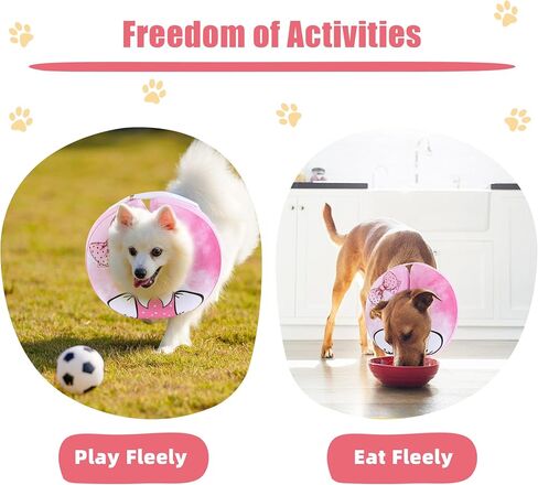 Soft Dog Cone for Small Dogs, Inflatable Comfortable Dog Donut Collar Alternative After Surgery, Protective Elizabethan Donut Collar for Dogs Recovery and Stop Licking, Pink, L in Saudi Arabia