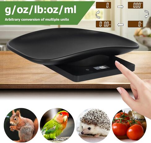 ميزان رقمي للحيوانات الأليفة، ميزان طعام للمطبخ مع شاشة LCD، ميزان حيوانات صغير بوزن 33 رطل/15 كجم، مقياس إلكتروني محمول متعدد الوظائف مع شريط قياس، محدد موقع، 15 طوق جرو قابل للتعديل للحيوانات الأليفة الجرو والقطط حديثي الولادة in Kuwait