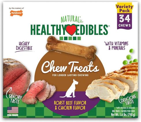Nylabone Healthy Edibles Roast Beef/Chicken Variety Value Pack, Petite 136ct (4x34ct) in Saudi Arabia