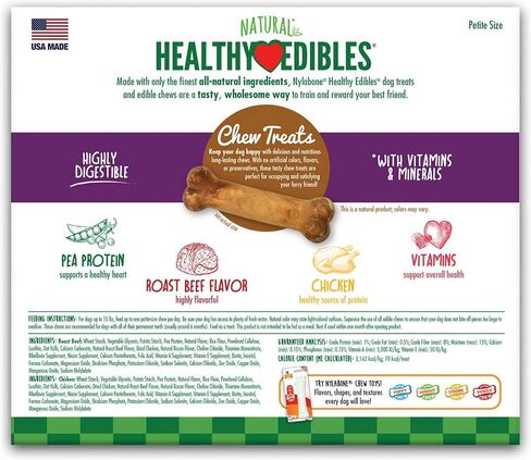 Nylabone Healthy Edibles Roast Beef/Chicken Variety Value Pack, Petite 136ct (4x34ct) in Saudi Arabia