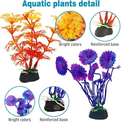Hamiledyi Aquarium Coral Reef Decor Resin Betta Fish Tank Decorations for Aquarium Artificial Betta Fish Hideout House Small Goldfish Betta Fish Tank Ornament Accessories with 2Pcs Aquatic Plants in Saudi Arabia