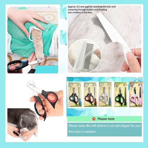 Adjustable Multifunctional Anti-Bite Shower net Bag，Cat Grooming Mesh Bag, Cat Bathing Bag，Cat Bath Brush and Cat Nail Clipper in Saudi Arabia