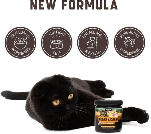 Cat Calming Treats for Stress and Aggressive Behavior - Help Reduce Cat Anxiety and Promote Relaxation - Thunderstorms, Grooming, Traveling - Hemp Calming Cat Treats with American Quality - 135 Chews in Kuwait