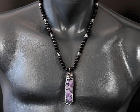 ElisaJewelryArt - Natural Big Raw Zirconia Druzy Agate Crystal Pendant Black Onyx Stone Beaded Necklace Genuine Gemstone Peace Stone Clasp Closure Necklace Unisex Necklace (22, Druzy Agate) in Saudi Arabia