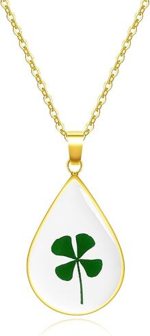 Jayden Necklace Silver for Women - Forget-Me-Not and Queen Anne's Lace Pressed Flower Necklace,Alaska State Flower,Handmade Personalized Necklaces | 18" in Saudi Arabia