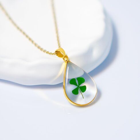 Jayden Necklace Silver for Women - Forget-Me-Not and Queen Anne's Lace Pressed Flower Necklace,Alaska State Flower,Handmade Personalized Necklaces | 18" in Saudi Arabia