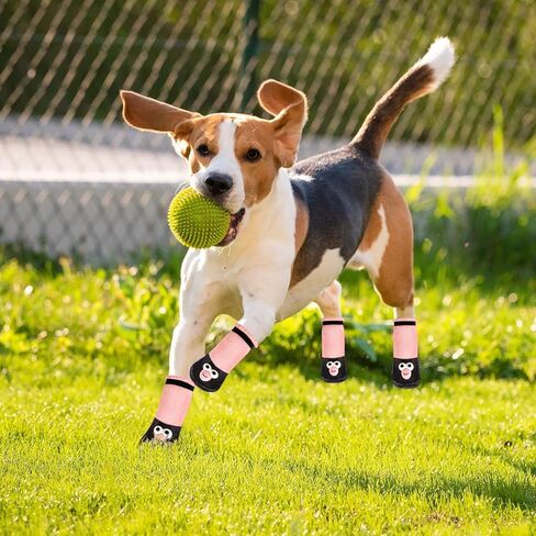 Dog Shoes Boots Booties Cute Paw Protectors with Adjustable Straps,Anti-Slip Waterproof Hot Pavement for Summer,Winter Snowy,Rainy Day for Puppy Small Dog (Pink, Small) in Saudi Arabia