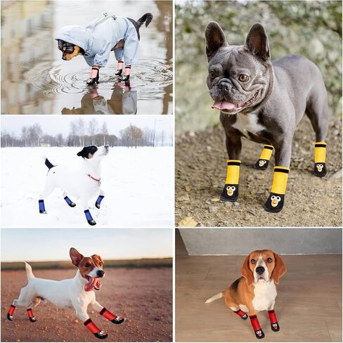 Dog Shoes Boots Booties Cute Paw Protectors with Adjustable Straps,Anti-Slip Waterproof Hot Pavement for Summer,Winter Snowy,Rainy Day for Puppy Small Dog (Pink, Small) in Saudi Arabia