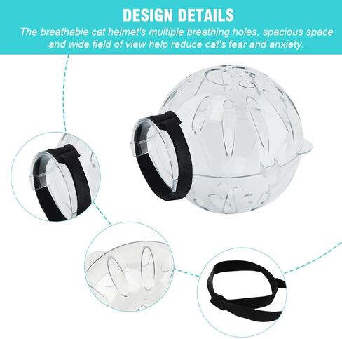 SYCOOVEN Cat Muzzle and Boots Cat Muzzle with Nail Clippers Trimmer Set, Cat Breathable Bubble Helmet Hood and 4 Pcs Silicone Cat Claw Covers(Clear) in Saudi Arabia