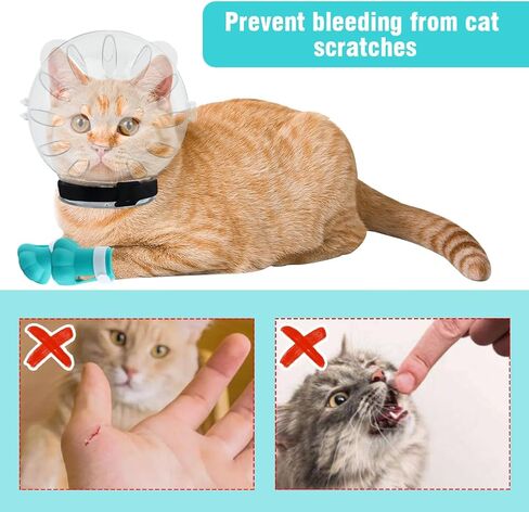 SYCOOVEN Cat Muzzle and Boots Cat Muzzle with Nail Clippers Trimmer Set, Cat Breathable Bubble Helmet Hood and 4 Pcs Silicone Cat Claw Covers(Clear) in Saudi Arabia