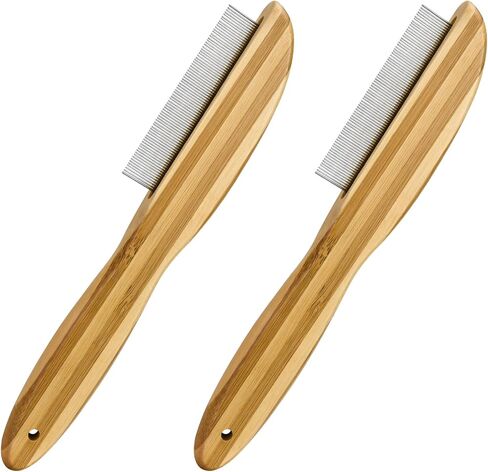 مشط قشرة الرأس مكون من قطعتين، مشط ذو أسنان دقيقة من الفولاذ المقاوم للصدأ ومقبض خشبي ومزيل للقشرة ومشط قمل البراغيث متعدد الوظائف وفرشاة للعناية بالشعر للأطفال والكبار والحيوانات الأليفة والكلاب in Kuwait