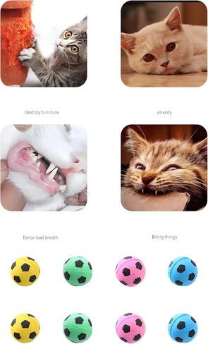 8 Pack Foam/Sponge Soccer Ball Cat Toy, Interactive Cat Toys, Pet Kitten Cat Exercise Toy Balls for Real Cats Kittens, Soft/Bouncy/Noise Free in Saudi Arabia