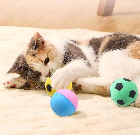 8 Pack Foam/Sponge Soccer Ball Cat Toy, Interactive Cat Toys, Pet Kitten Cat Exercise Toy Balls for Real Cats Kittens, Soft/Bouncy/Noise Free in Saudi Arabia