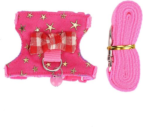 Hamster Harness, Adjustable Walking Vest Set Leash Walking Harness Vest Leash Set for Syrian Hamster Squirrels Gerbils Golden Bears Ferret(S) Leashes in Saudi Arabia