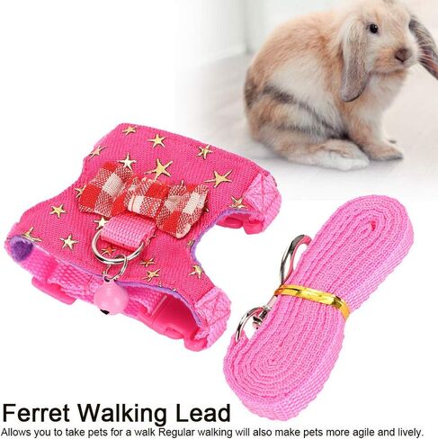 Hamster Harness, Adjustable Walking Vest Set Leash Walking Harness Vest Leash Set for Syrian Hamster Squirrels Gerbils Golden Bears Ferret(S) Leashes in Saudi Arabia
