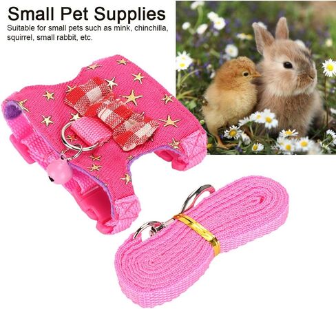 Hamster Harness, Adjustable Walking Vest Set Leash Walking Harness Vest Leash Set for Syrian Hamster Squirrels Gerbils Golden Bears Ferret(S) Leashes in Saudi Arabia