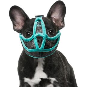 Short Snout Dog Muzzle, Adjustable Breathable French Bulldog Mesh Flat Face Dog Anti Bitting Mask Soft Panting Pet Supplies Chewing Barking Training Grooming Licking Shih Tzu Pug Poodles Chihuahuas S