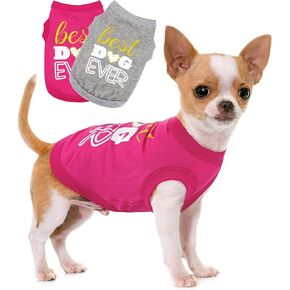 Premium Cotton 2PCS Dog Outfit Set: Best Dog Ever Sleeveless Design Craftsmanship, Ideal for Small, Medium, & Large Dogs - Enjoy Ultimate Comfort and Durability XS