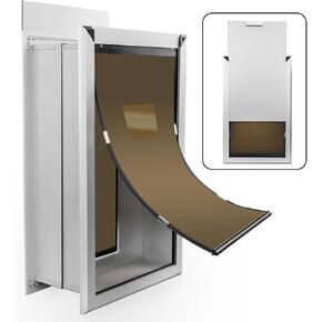 XL Dog Door for Wall - Aluminum Doggy Door for Wall Mounting - Double Flap for Ruff Weather, Extra Large Size for Giant Breed- Pet Safe Design