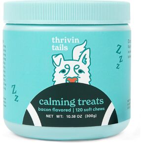 Thrivin Tails- Dog Calming Chews- Dog Anxiety Relief- Dog Calming Treats- Melatonin for Dogs-Separation Anxiety Relief for Dogs- Dog Calming Treats,