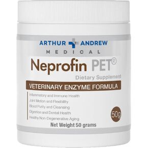 Arthur Andrew Medical, Neprofin PET, Veterinary Enzyme Formula, Household Pet Support for Pain-Free Living, Vegan, Non-GMO, 50g Tub