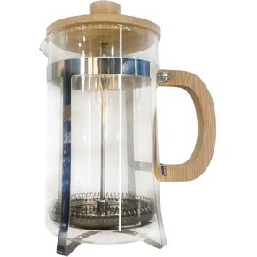 27oz Glass French Press Coffee Maker with Bamboo Wooden Handle, Lid and Stainless Steel Frame, Manual Coffee and Tea Brewer with 3 Level Filter System