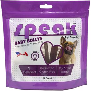 Treats Dog Baby Bullys, Natural Gluten and Grain Free Low Calorie 5 Inch Beef Chews for Small Breeds, Perfect Alternative for Rawhide, 24 Count