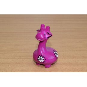 Soapstone African Giraffe - Figurine Sculpture - Handmade in Kenya, 4 Inches Height, Magenta, SS28