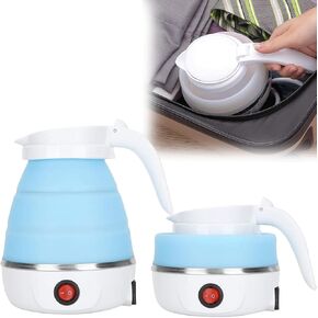 Foldable Electric Kettle, Upgraded Food Grade Silicone,400W 600ML Flash Heat Small Portable Travel Electric Kettle,110V US Plug (Frosted White)