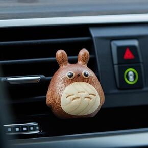 Wood Car Aromatherapy Diffuser - Totoro Design Solid Wood Car Diffuser Wooden Car Air Freshener Car Scent Holders Wooden Essential Oil Diffuser Cute Air Freshener (Oil not included)
