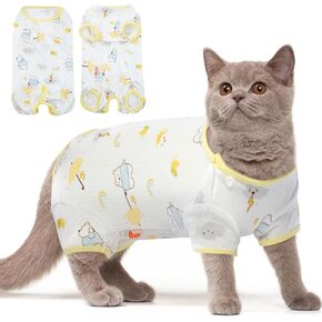 DENTRUN Breathable Cat Shirt Kitten Soft Surgery Recovery Suit Female Male Cat Apparel After Surgical Shirt, Anti-Licking Pajama for Cat Onesie Spay/Neuter, Cat Body Suit Post Surgery for Cats Only