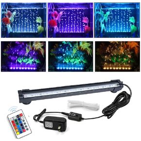 Aquarium air Bubble Light, RGB LED Fish Tank Light with 16 Colors 4 Modes, Remote Control IP68 Submersible LED Aquarium Lamp with for Turtle Tank, Betta, Shrimp(7.1inch Light Tube(with Remote)）