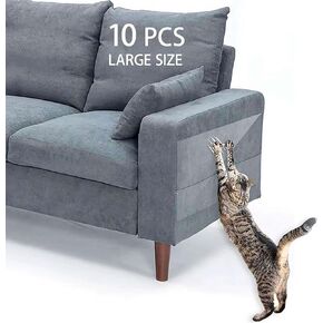 Cat Scratch Furniture Protector 10 Pack Large Size, Clear Smooth Single Side Furniture Protectors from Cats Scratching Deterrent Tape for Leather Couch/Sofa Corners