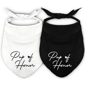 Pup of Honor Dog Bandanas, Engagement Gifts Dog Scarf 2 Packs, Wedding Accessories for Medium Large Dogs
