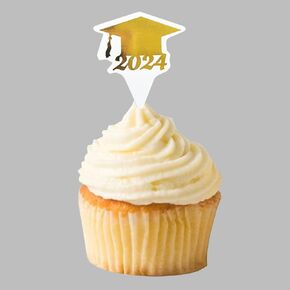 Graduation 2024 Cupcake Toppers, Party Decorations, Class of 2024 Party Decor, Cupcake Small Toppers, Graduation Cupcake, Graduation Party Decorations, Senior 2024, Set of 20 (Black)