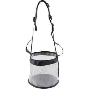 Heavy Duty Mesh Horse Feeder Horse Feed Bag for Grain with Adjustable Strap,Comfort Neck Pad,Nose Pad Horse Muzzle Feed Bag (Gray)