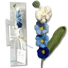 Handmade Crochet Artificial Flower, Thoughtful Gift with Greeting Card and Elegant Packaging for Friends,Relatives,Teachers and Patient Rehabilitation.Lasting Beauty and Warmth GIFT(Rose Red)