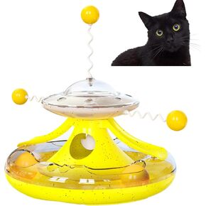 Cat Ball Track Toy,Kitty Toys Roller,3-Level Ball Tower with 9 Removable Balls,Interactive Cat Toy, DIY Circle Fun Toy for Kitten Mental Physical Exercise