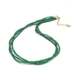 Gempires Blue Lapis Lazuli Beads Necklace, Multi Strand Beaded Necklaces, 3 Strand Necklace, September Birthstone,14k Gold Plated 18 inch Adjustable Chain