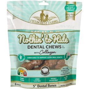 Fieldcrest Farms Nothing to Hide All Natural Rawhide Alternative Dental Bones Dog Chews - & Magnet, Plant Based Tough Aggrssive Bone Chews Great for Dental Health (Small)