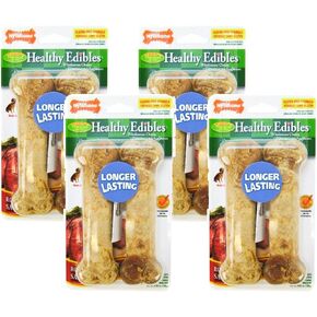 Nylabone (4 Pack) Healthy Edibles Dog Chew Treat Bones for Wolf/Medium Size Dogs (Roast Beef)