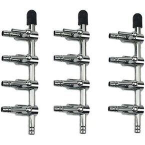 Aquarium Air Valve 4 Way Inline Manifold Air Flow Pump Tubing Splitter Lever Control Valve 3-Pack