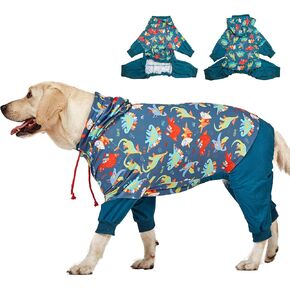LovinPet Large Dog Pjs for Male Dogs: Wound Care, Anxiety Lightweight onesie, Large Dog Pajamas, Pjs for Dogs, Reflective Stripe, Super Dinos Navy Print, Surgical Recovery clothes/XL