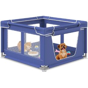 Dog Playpen 42 × 42 Inch, Puppy PlayPen with Gate for Puppies, Small and Medium Dogs, Pet PlayPen for Outdoors & Indoors, Tear Resistant Fabric.