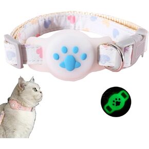 AirTag Cat Collar, Upgraded Safety Elastic Cat Collar with Airtag Cat Collar Holder, Anti-Lost Cat Collars for Girl Boy Cats, Anti-Suffocation Kitty Puppy Collars (Pink)