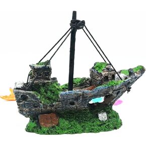 Fish Tank Decorations, Resin Shipwreck Aquarium Decor for Tank, Sunken Ship Aquarium Decorations Large, Betta Fish Tank Accessories, Wrecked Ship Fish Hideout Freshwater Saltwater Tanks
