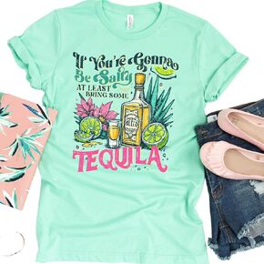 Salty Tequila Shirt for Women, If You're Gping to Be Salty At Least Bring the Tequila, Womans Graphic T-Shirt Top, Shirt for Beach Trip, Tee Small-XL, Plus 2XL 3XL, 4XL (Medium)