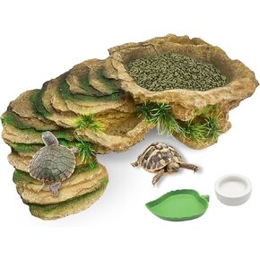 Large Turtle Basking Platform Rock Reptile Resting Terrace Resin Bearded Dragons Climbing Ledge Tortoise Ramp Hideout for Tortoise Leopard Gecko Lizards Snake Chameleons