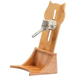 Wooden Water Bottle Stand, 2 in 1 Hamster Feeder Rack for Small Animals Hamster Accessories Guinea Pig, Rabbit, Chinchillas, Without Dispenser
